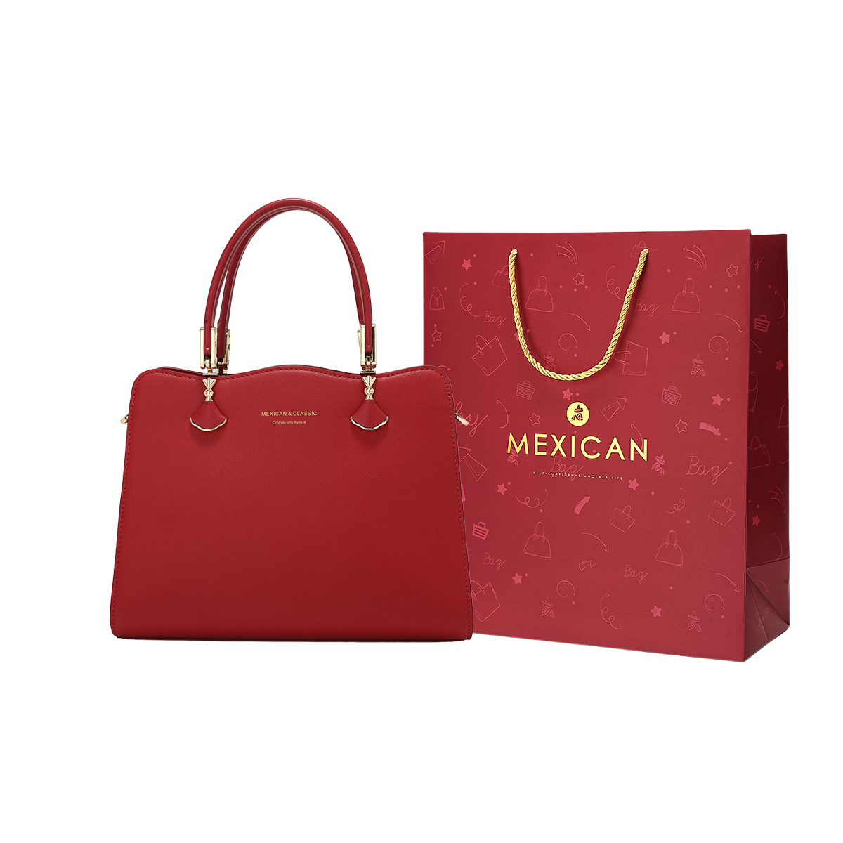 MEXICAN Сумка из полиуретановой кожи через плечо, China Red 
MEXICAN Сумка из полиуретановой кожи через плечо, China Red