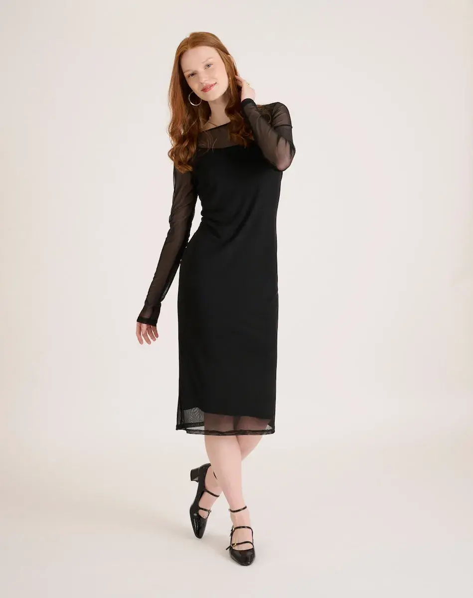 Платье из тюля с длинными рукавами Naf Naf, черный
Платье из тюля с длинными рукавами Naf Naf, черный