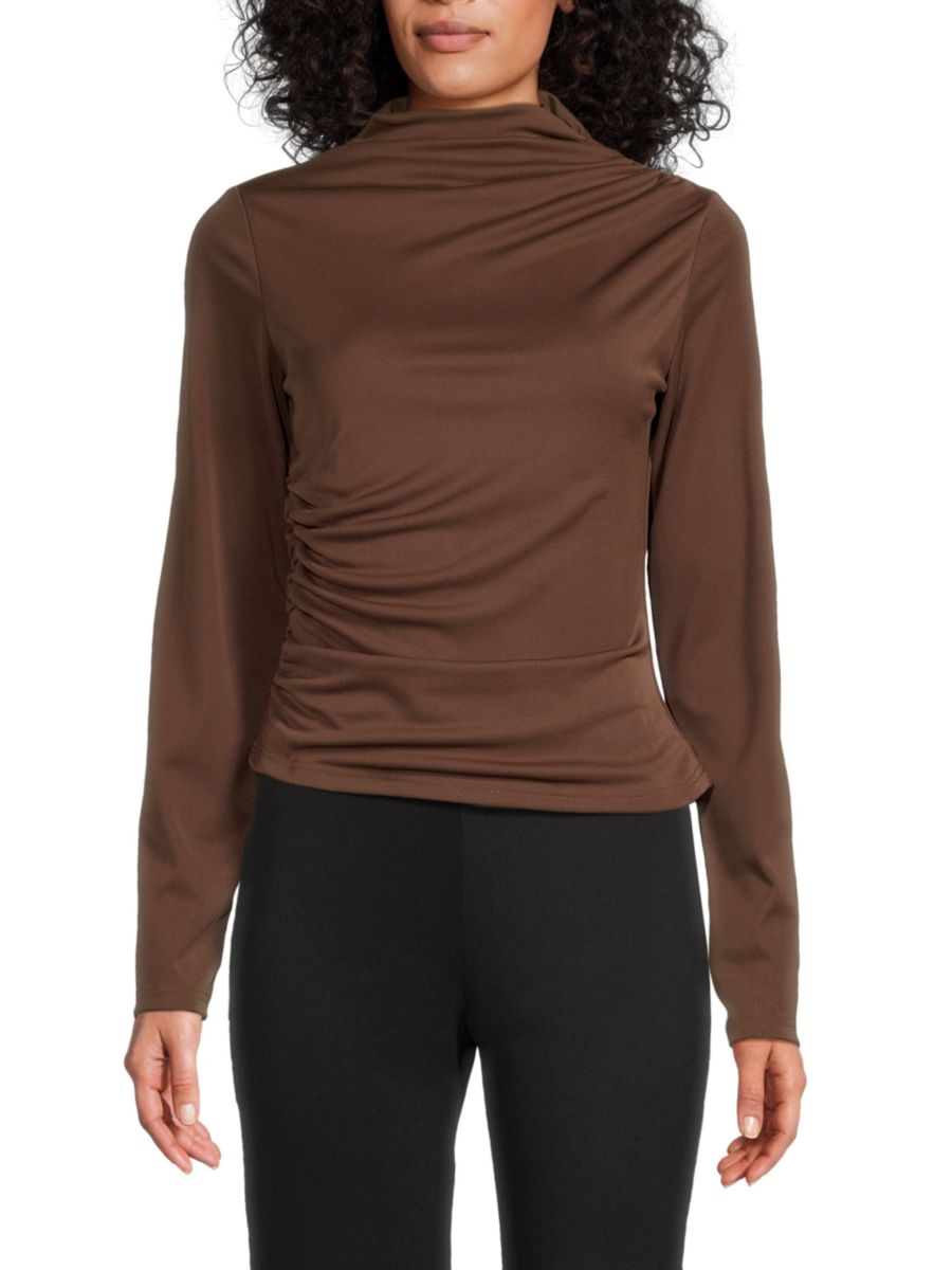 Трикотажный топ из джерси с драпировкой и имитацией водолазки Area Stars, коричневый
Трикотажный топ из джерси с драпировкой и имитацией водолазки Area Stars, коричневый