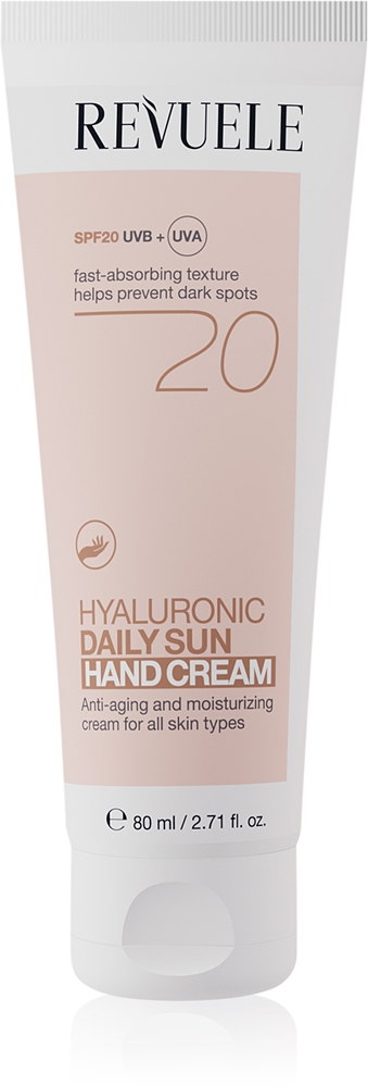 Ежедневный солнцезащитный крем для рук с гиалуроновой кислотой для защиты от сухости Revuele, spf 20+ 80 мл
Ежедневный солнцезащитный крем для рук с гиалуроновой кислотой для защиты от сухости Revuele, spf 20+ 80 мл