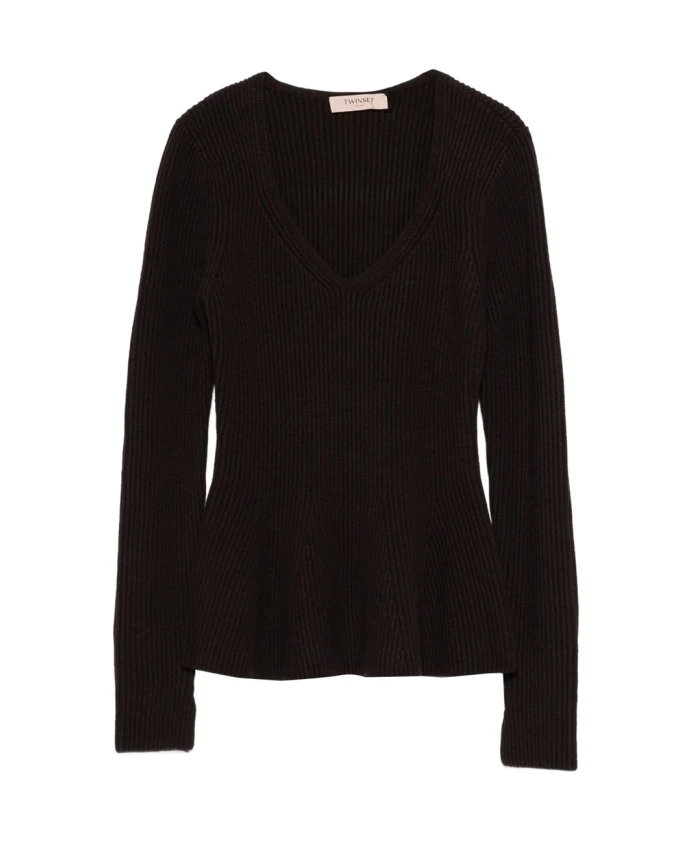Коричневый свитер с V-образным вырезом для женщин Twinset, коричневый
Коричневый свитер с V-образным вырезом для женщин Twinset, коричневый
