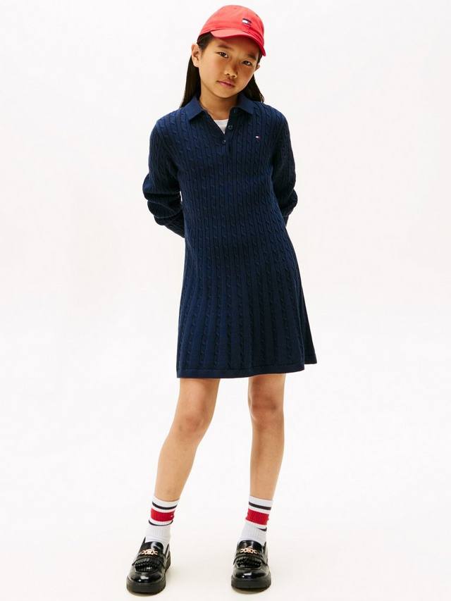 Детское платье-джемпер с воротником-поло и ажурной вязкой Tommy Hilfiger, Dark Navy
Детское платье-джемпер с воротником-поло и ажурной вязкой Tommy Hilfiger, Dark Navy