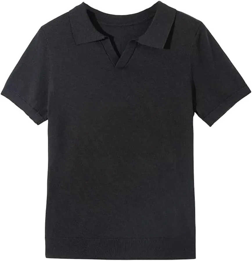 Мужской короткий рукав пуловер с отложным воротником, мягкий легкий трикотажный топ
Мужской короткий рукав пуловер с отложным воротником, мягкий легкий трикотажный топ