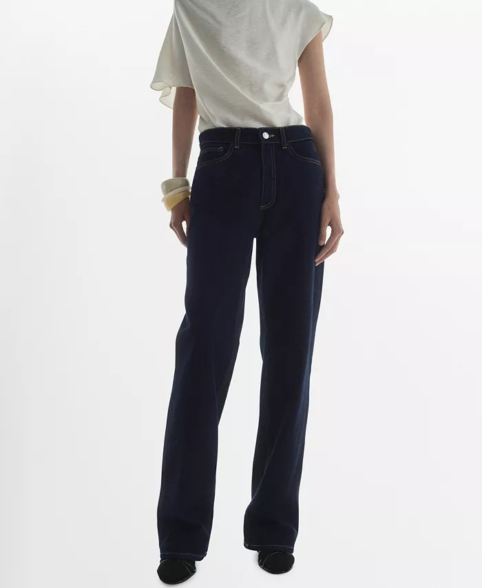 Женские джинсы прямого кроя с высокой талией, пропитанные краской MANGO, синий
Женские джинсы прямого кроя с высокой талией, пропитанные краской MANGO, синий