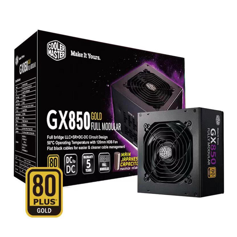 Блок питания Cooler Master GX850 Gold, 850 Вт, черный
Блок питания Cooler Master GX850 Gold, 850 Вт, черный