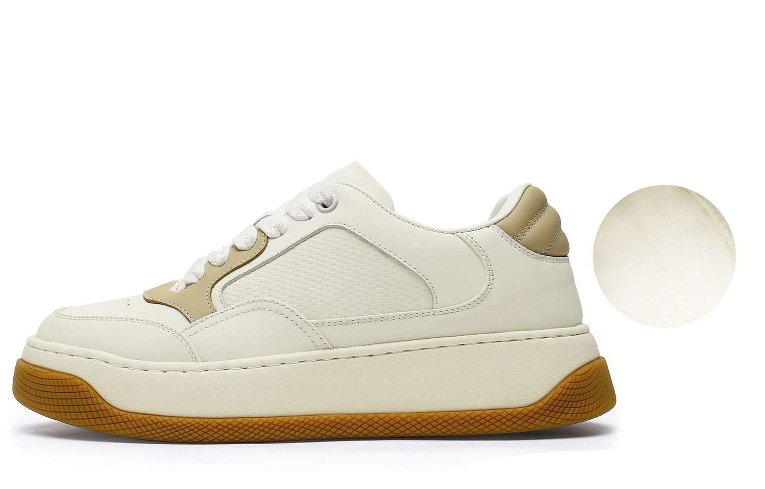 Низкие скейтерские кроссовки мужские бело-коричневые Desai 
Низкие скейтерские кроссовки мужские бело-коричневые Desai