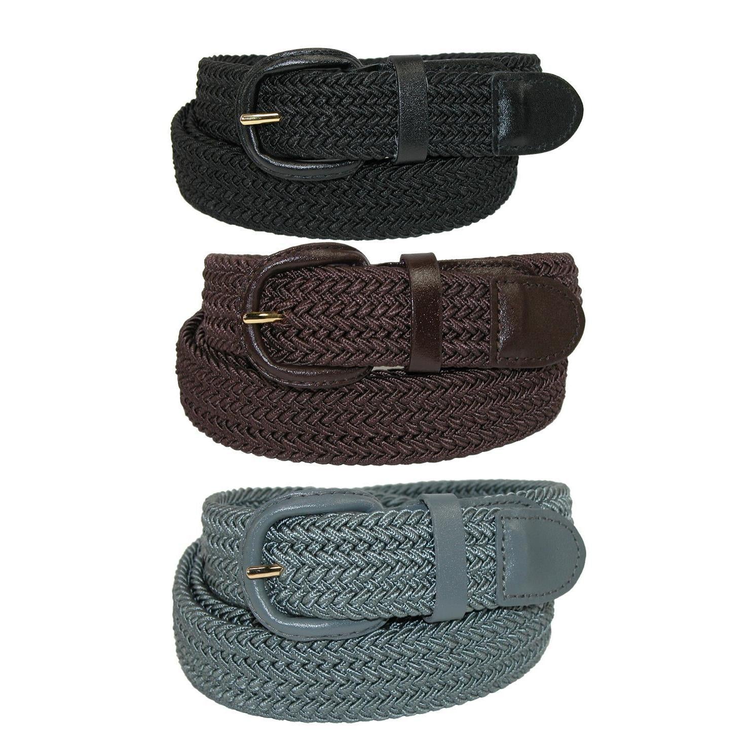 Мужской эластичный плетеный ремень (упаковка из 3 цветов) CTM, черный/коричневый/серый
Мужской эластичный плетеный ремень (упаковка из 3 цветов) CTM, черный/коричневый/серый
