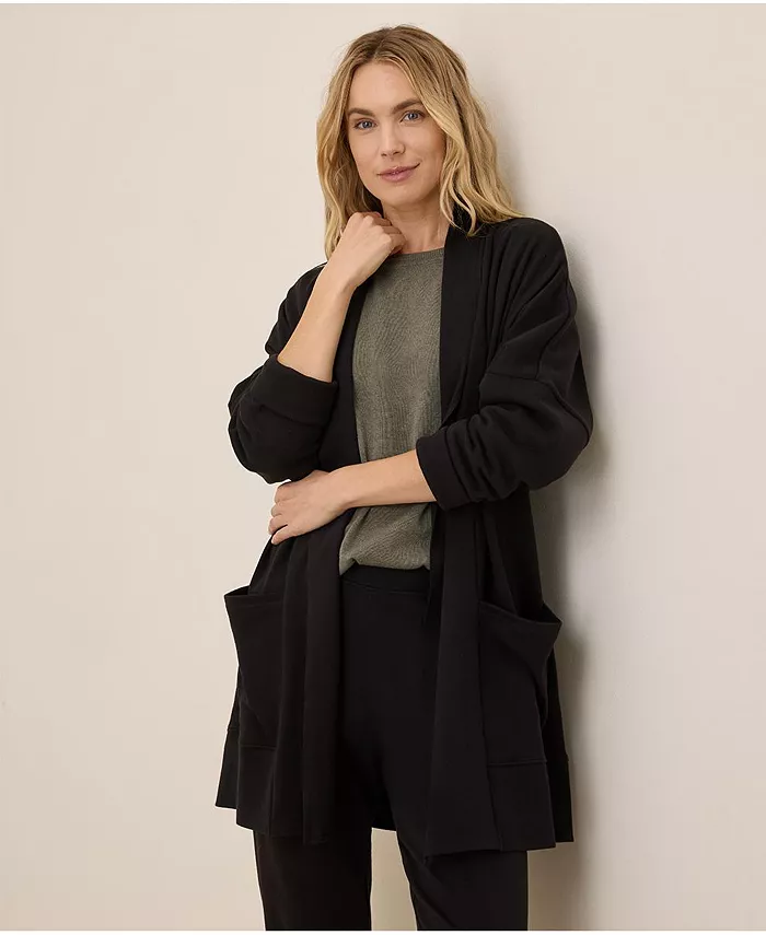 Женский кардиган-накидка из органического хлопка Airplane Wrap Pact, черный 
Женский кардиган-накидка из органического хлопка Airplane Wrap Pact, черный