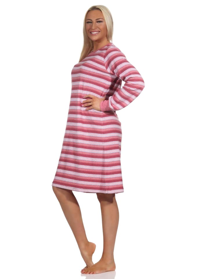 Ночная рубашка из махровой ткани, с длинными рукавами, манжетами, в полоску - 88972, цвет античная роза NORMANN
Ночная рубашка из махровой ткани, с длинными рукавами, манжетами, в полоску - 88972, цвет античная роза NORMANN