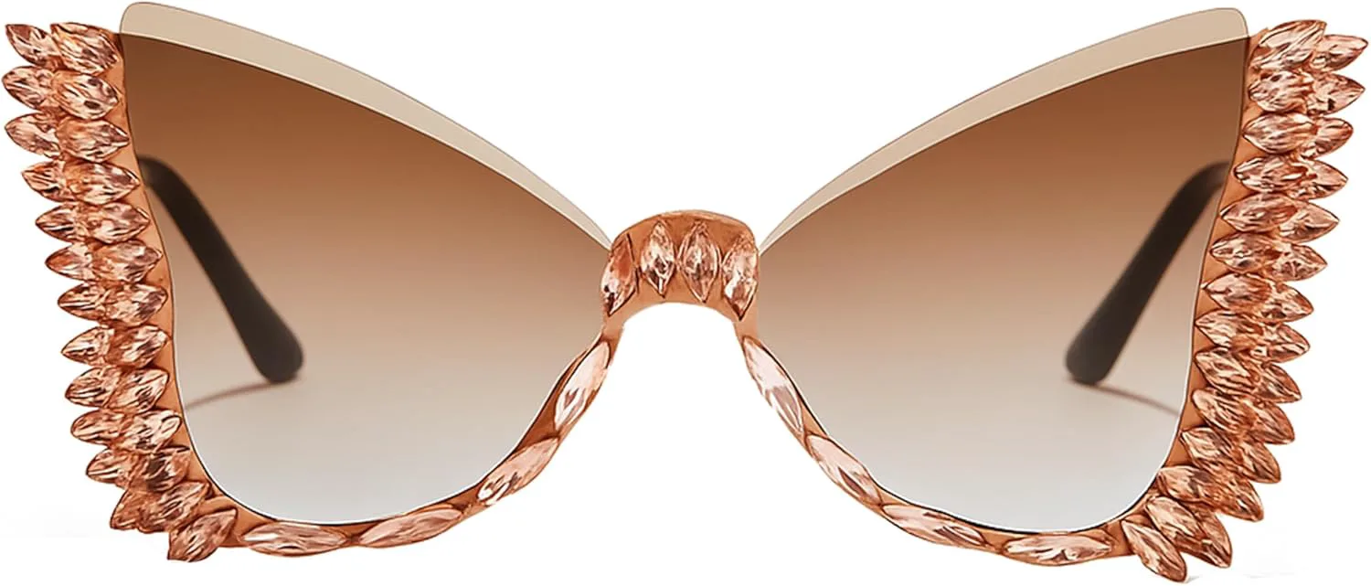 bullabulling Модные женские солнцезащитные очки с блестками в форме бабочки, украшенные стразами, трендовые градиентные очки в форме бабочки в полуоправе, Tea
bullabulling Модные женские солнцезащитные очки с блестками в форме бабочки, украшенные стразами, трендовые градиентные очки в форме бабочки в полуоправе, Tea