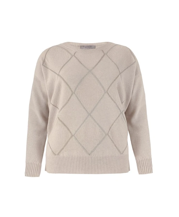 Бежевый свитер с круглым вырезом и ромбовидным узором D.Exterior, бежевый
Бежевый свитер с круглым вырезом и ромбовидным узором D.Exterior, бежевый