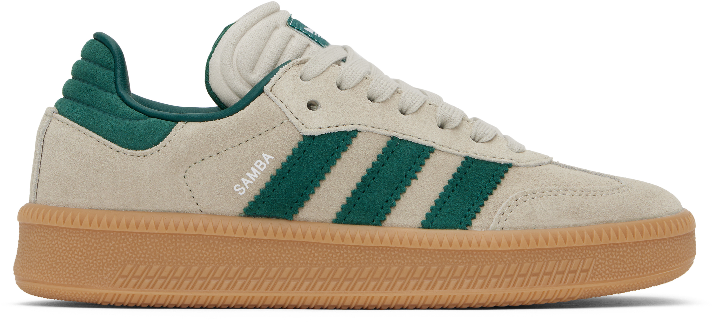 Большие детские бежево-зеленые кроссовки Samba XLG Adidas Kids
Большие детские бежево-зеленые кроссовки Samba XLG Adidas Kids