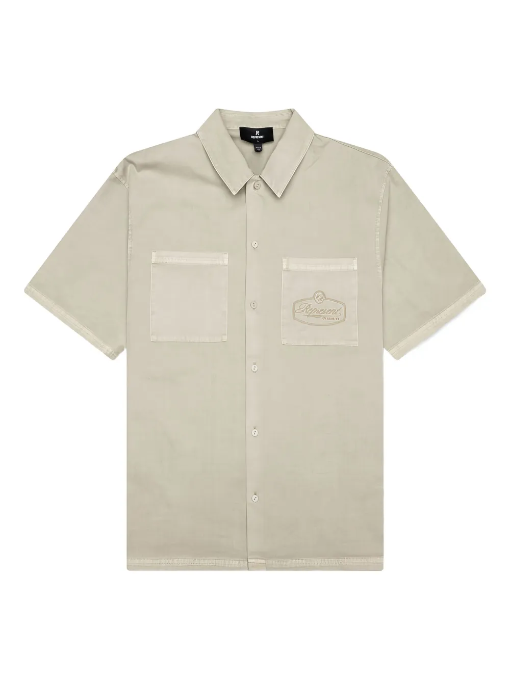 Хлопковая рубашка с короткими рукавами - бежевая Represent
Хлопковая рубашка с короткими рукавами - бежевая Represent