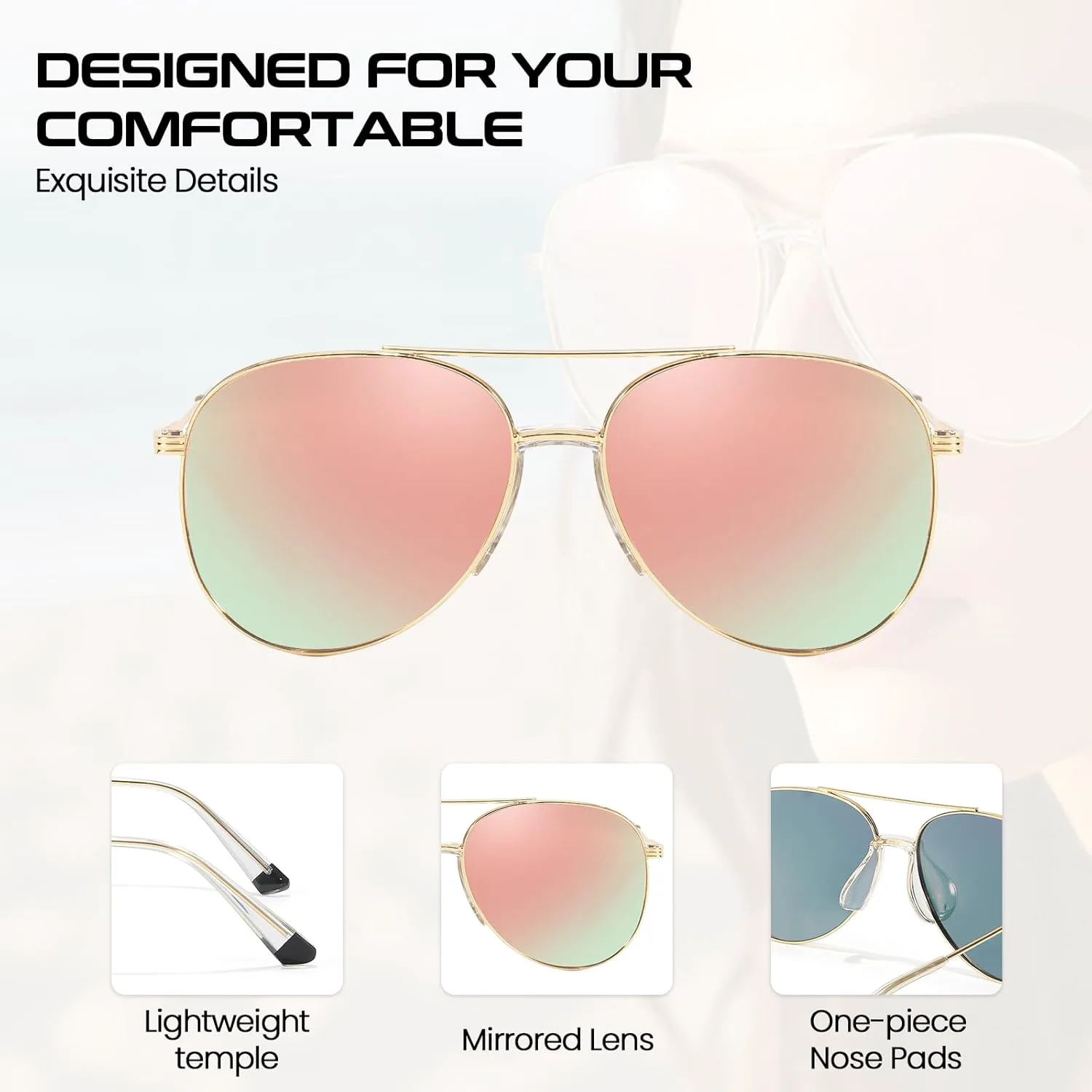 Солнцезащитные очки-авиаторы SODQW, не спутывающиеся, для женщин и мужчин, поляризованные, с защитой от УФ-излучения, модные очки 2026 года, A05- Gold/Pink
Солнцезащитные очки-авиаторы SODQW, не спутывающиеся, для женщин и мужчин, поляризованные, с защитой от УФ-излучения, модные очки 2026 года, A05- Gold/Pink