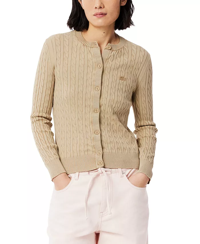 Женский хлопковый кардиган на пуговицах LACOSTE USA, коричневый/бежевый
Женский хлопковый кардиган на пуговицах LACOSTE USA, коричневый/бежевый