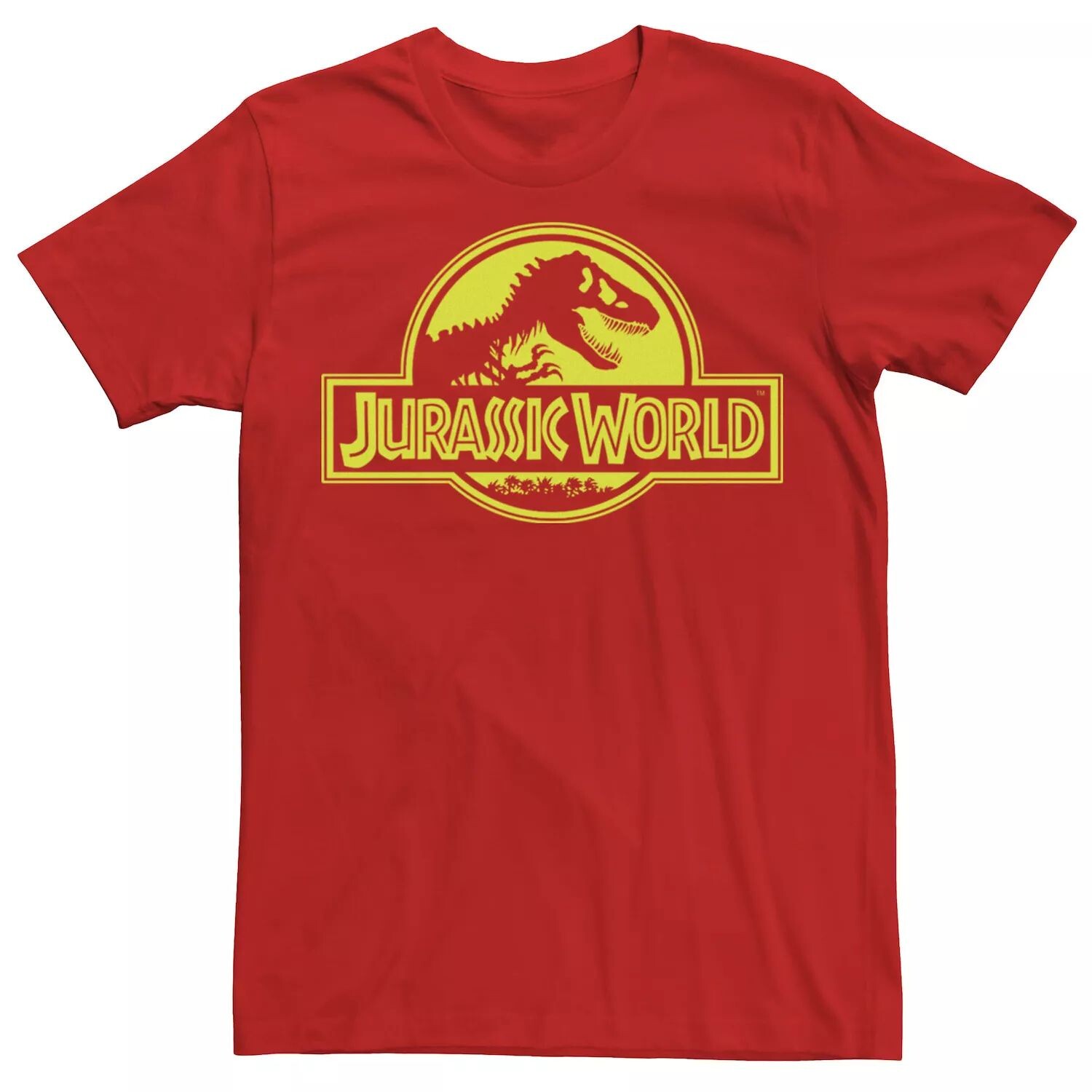 Мужская неоново-зеленая классическая футболка с логотипом Jurassic World Licensed Character, красный