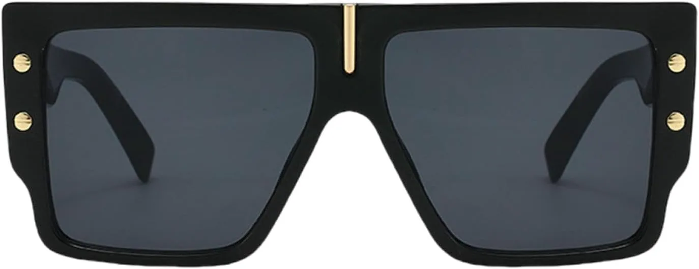 Роскошные солнцезащитные очки с плоской верхней частью для женщин и мужчин, винтажные, увеличенного размера, популярные, с заклепками TYUVIVO, Black Gray
Роскошные солнцезащитные очки с плоской верхней частью для женщин и мужчин, винтажные, увеличенного размера, популярные, с заклепками TYUVIVO, Black Gray