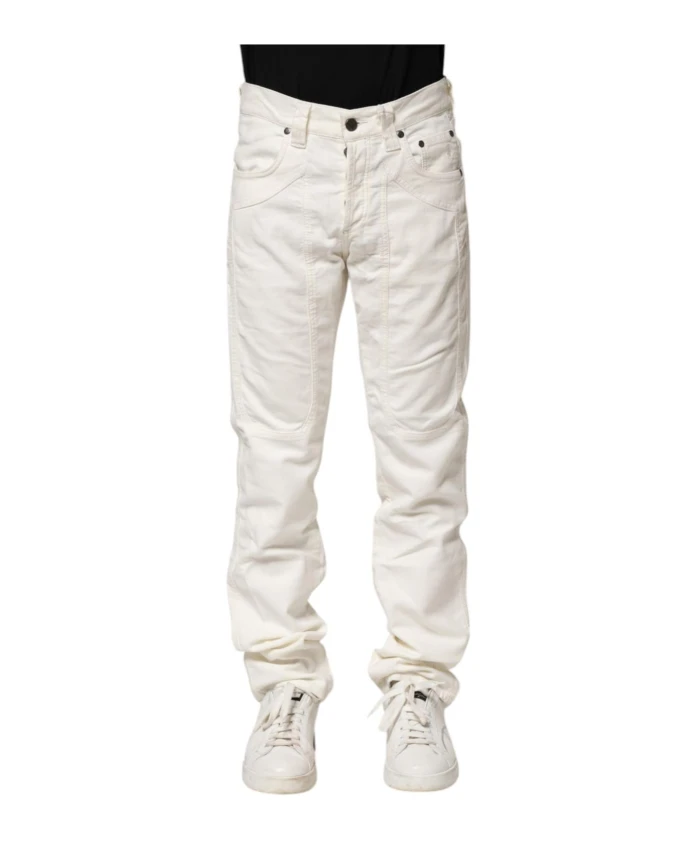 Белые хлопковые эластичные брюки прямого кроя Jeckerson, белый
Белые хлопковые эластичные брюки прямого кроя Jeckerson, белый