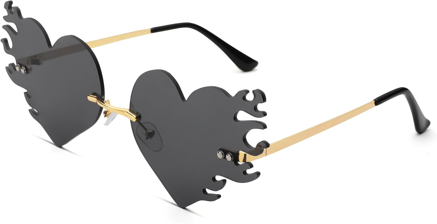 Солнцезащитные очки LIU·WEN в форме огненного сердца для женщин и мужчин, винтажные, без оправы, с рисунком пламени и любви, для рейв-вечеринок и Хэллоуина (серые), A4 Grey
Солнцезащитные очки LIU·WEN в форме огненного сердца для женщин и мужчин, винтажные, без оправы, с рисунком пламени и любви, для рейв-вечеринок и Хэллоуина (серые), A4 Grey
