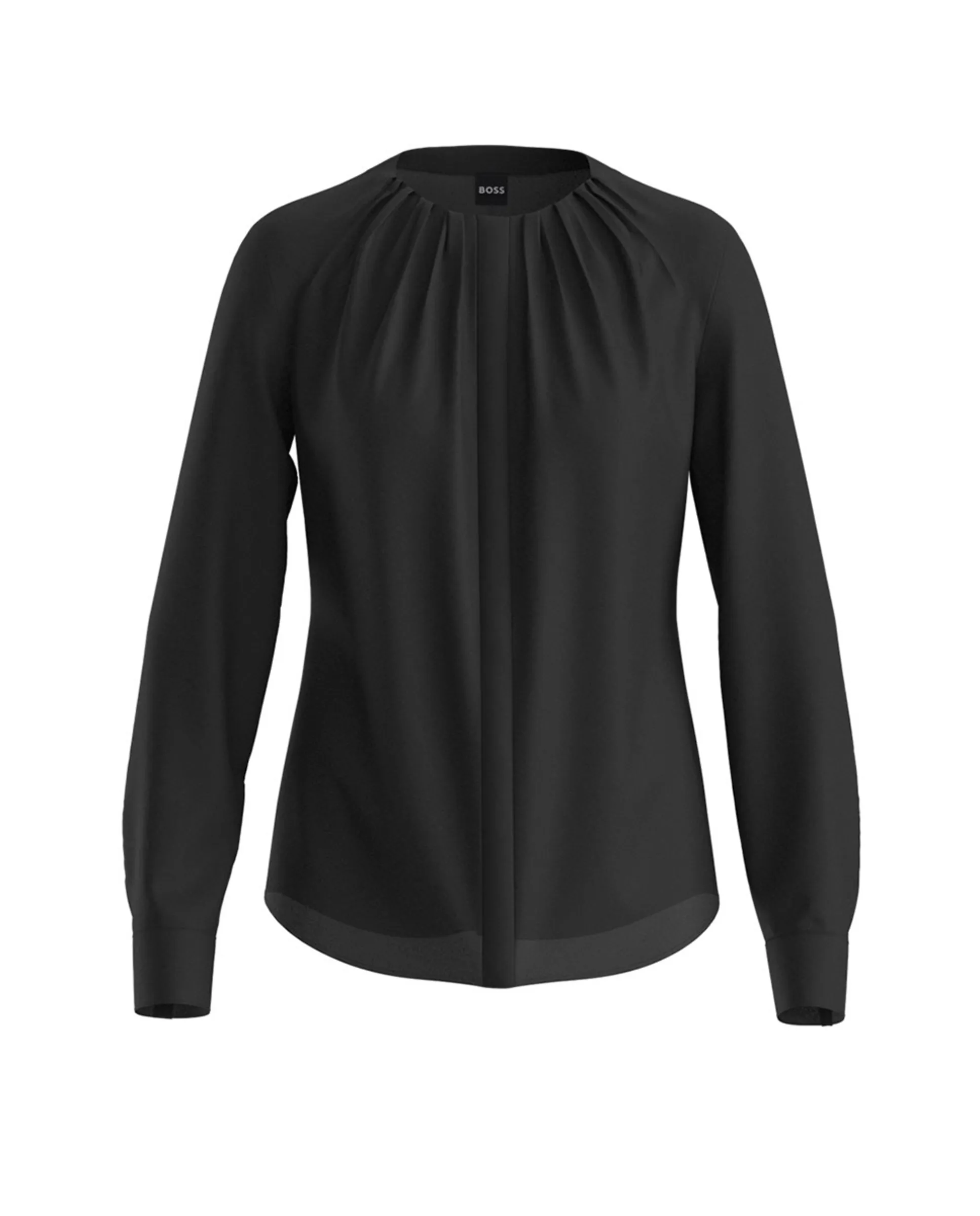 Блузка с присборенным воротником из эластичного китайского шелкового крепа Boss, черный
Блузка с присборенным воротником из эластичного китайского шелкового крепа Boss, черный
