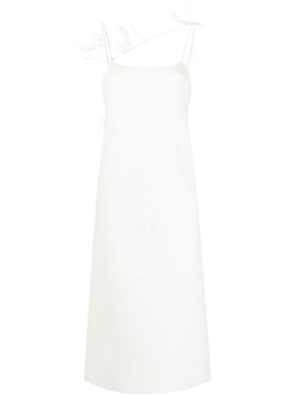 Jil Sander платье-комбинация с перьями, серый