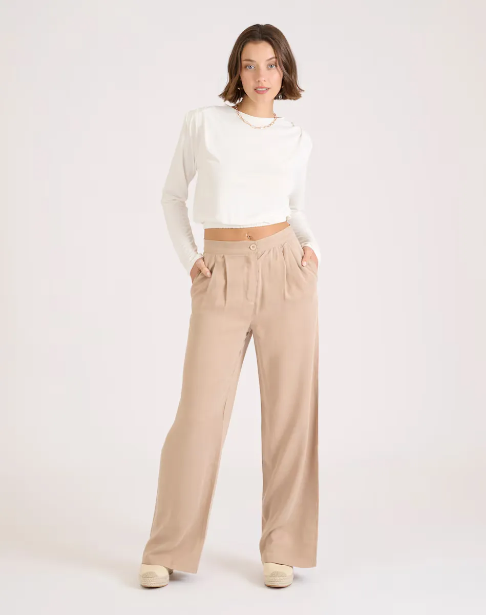 Широкие женские брюки со стрелками средней посадки Naf Naf, бежевый
Широкие женские брюки со стрелками средней посадки Naf Naf, бежевый