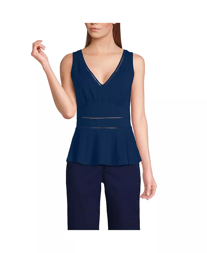 Женская облегченная майка-пеплум с V-образным вырезом Lands' End, синий
Женская облегченная майка-пеплум с V-образным вырезом Lands' End, синий