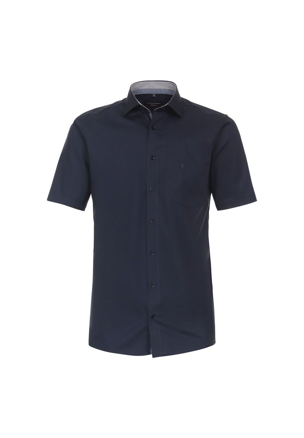 Мужская деловая рубашка с короткими рукавами, однотонная, современного кроя CASAMODA, темно-синий