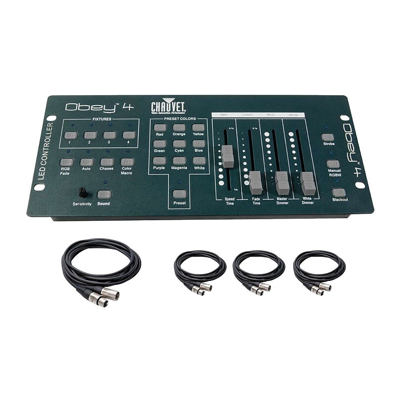 Контроллер освещения Chauvet Chauvet Lighting Obey 4 DMX-512 Controller + DMX Cables Package
Контроллер освещения Chauvet Chauvet Lighting Obey 4 DMX-512 Controller + DMX Cables Package