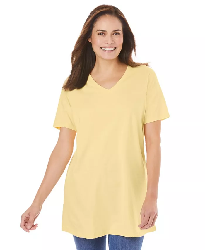 Женская туника Within Perfect с короткими рукавами и V-образным вырезом Woman Within, желтый
Женская туника Within Perfect с короткими рукавами и V-образным вырезом Woman Within, желтый
