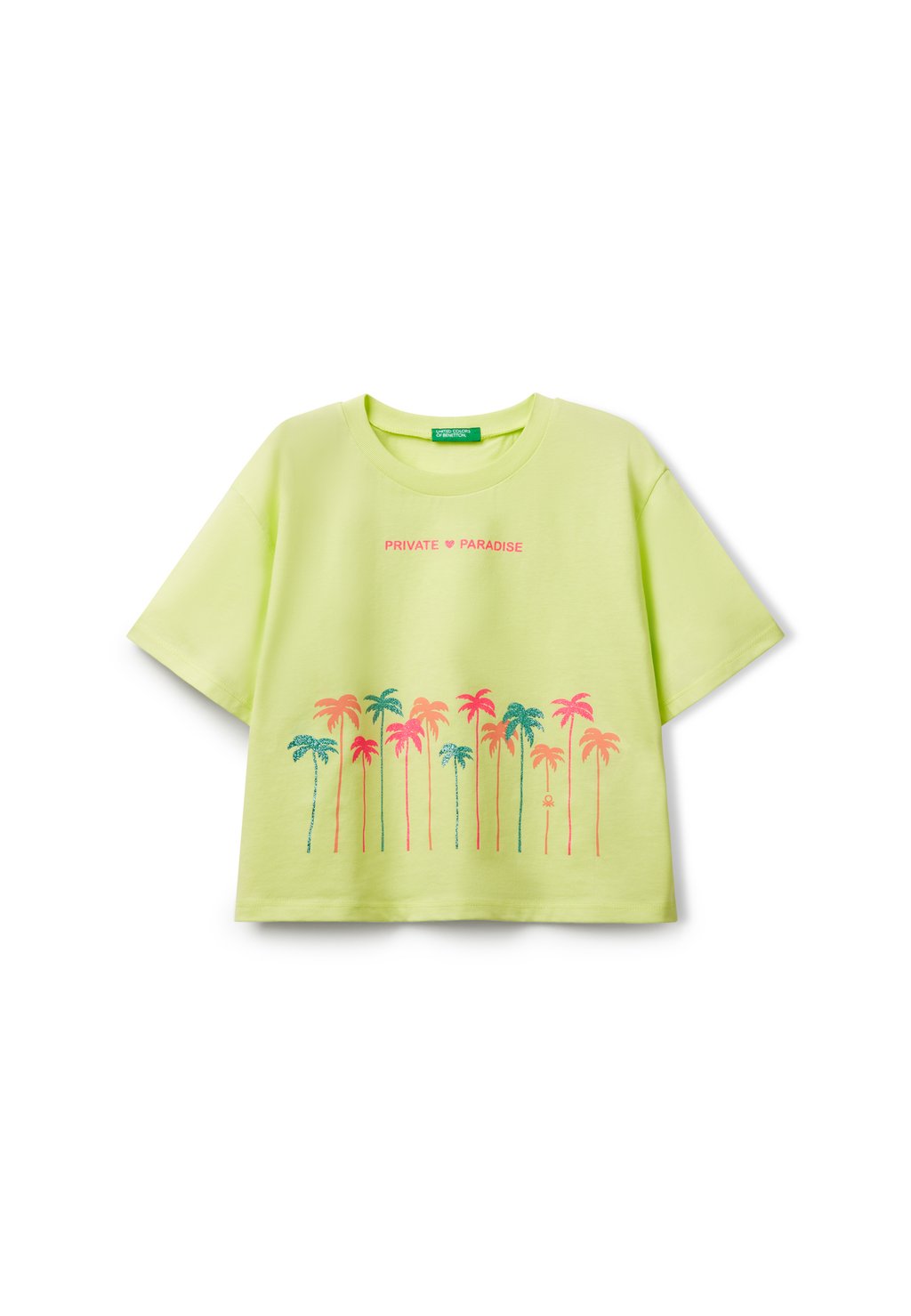 Футболка с принтом WITH GLITTERY United Colors of Benetton, желтый 
Футболка с принтом WITH GLITTERY United Colors of Benetton, желтый