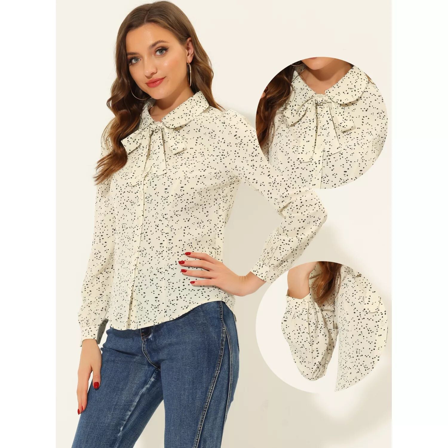 Женская рубашка на пуговицах, рабочая одежда с воротником Питера Пэна и завязками на шее, блузки ALLEGRA K, белый
Женская рубашка на пуговицах, рабочая одежда с воротником Питера Пэна и завязками на шее, блузки ALLEGRA K, белый