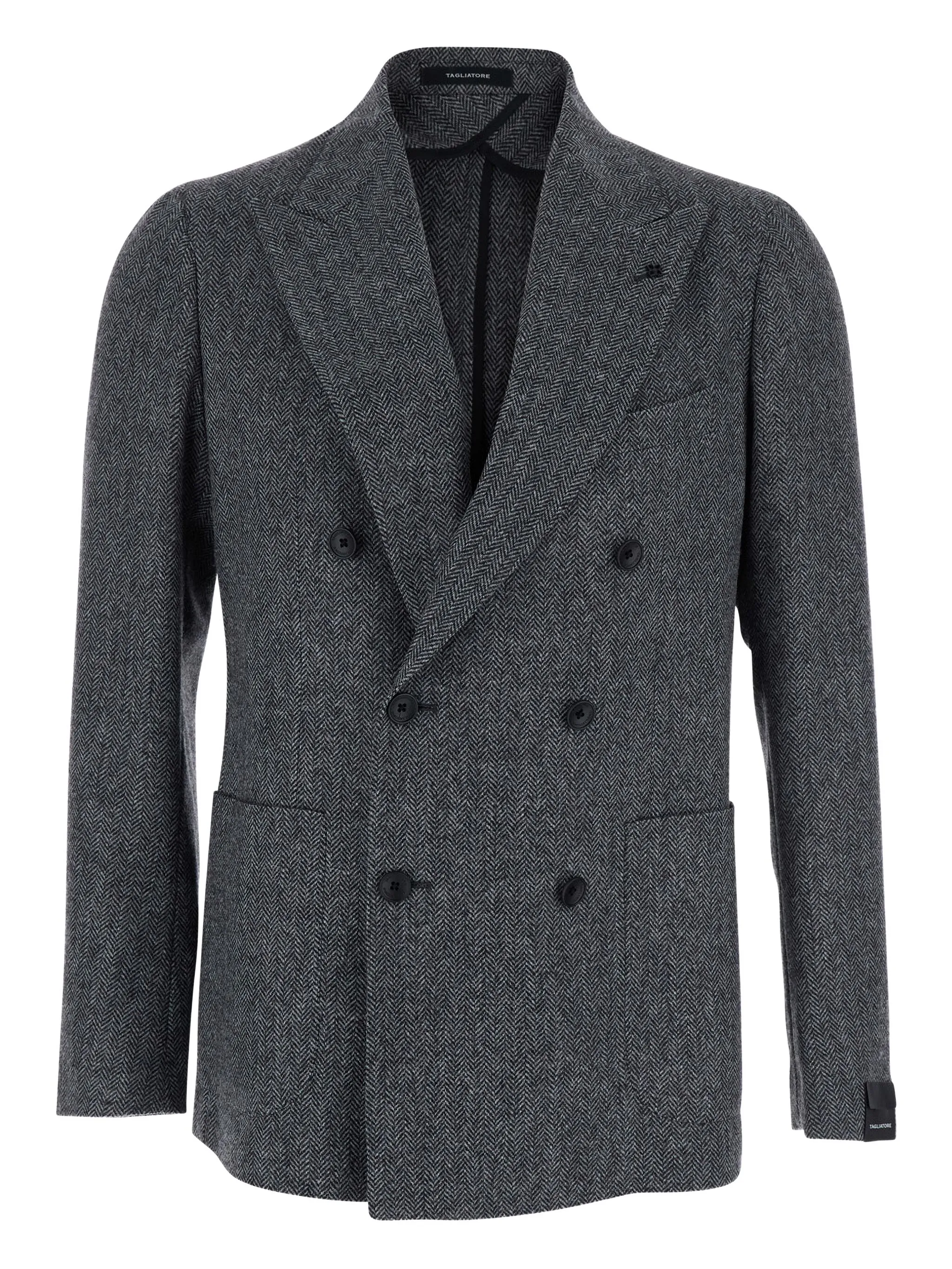 Двубортный пиджак с узором в елочку Tagliatore, серый
Двубортный пиджак с узором в елочку Tagliatore, серый