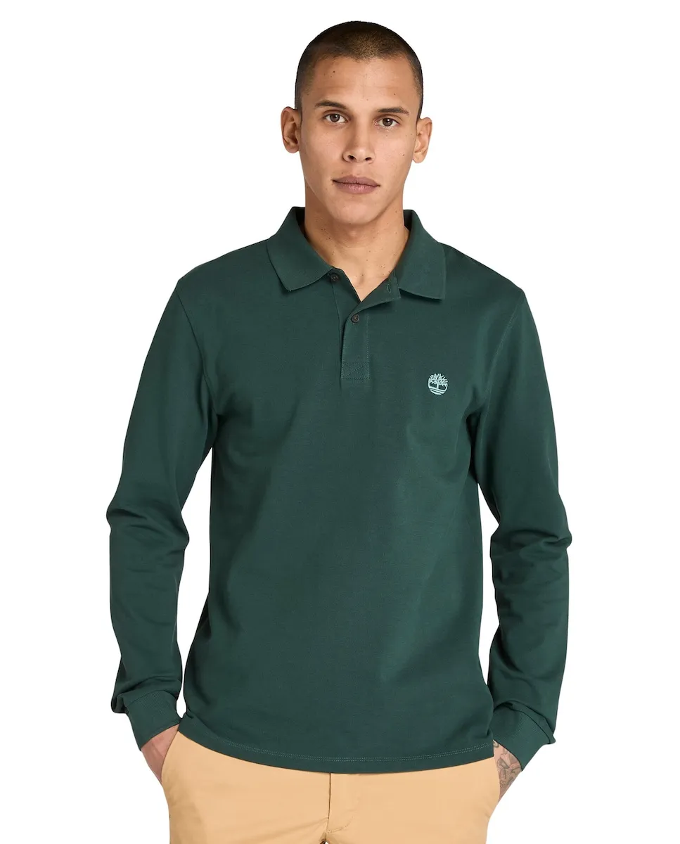 Мужская рубашка-поло из пике с длинными рукавами и приталенным кроем Timberland, темно-зеленый
Мужская рубашка-поло из пике с длинными рукавами и приталенным кроем Timberland, темно-зеленый