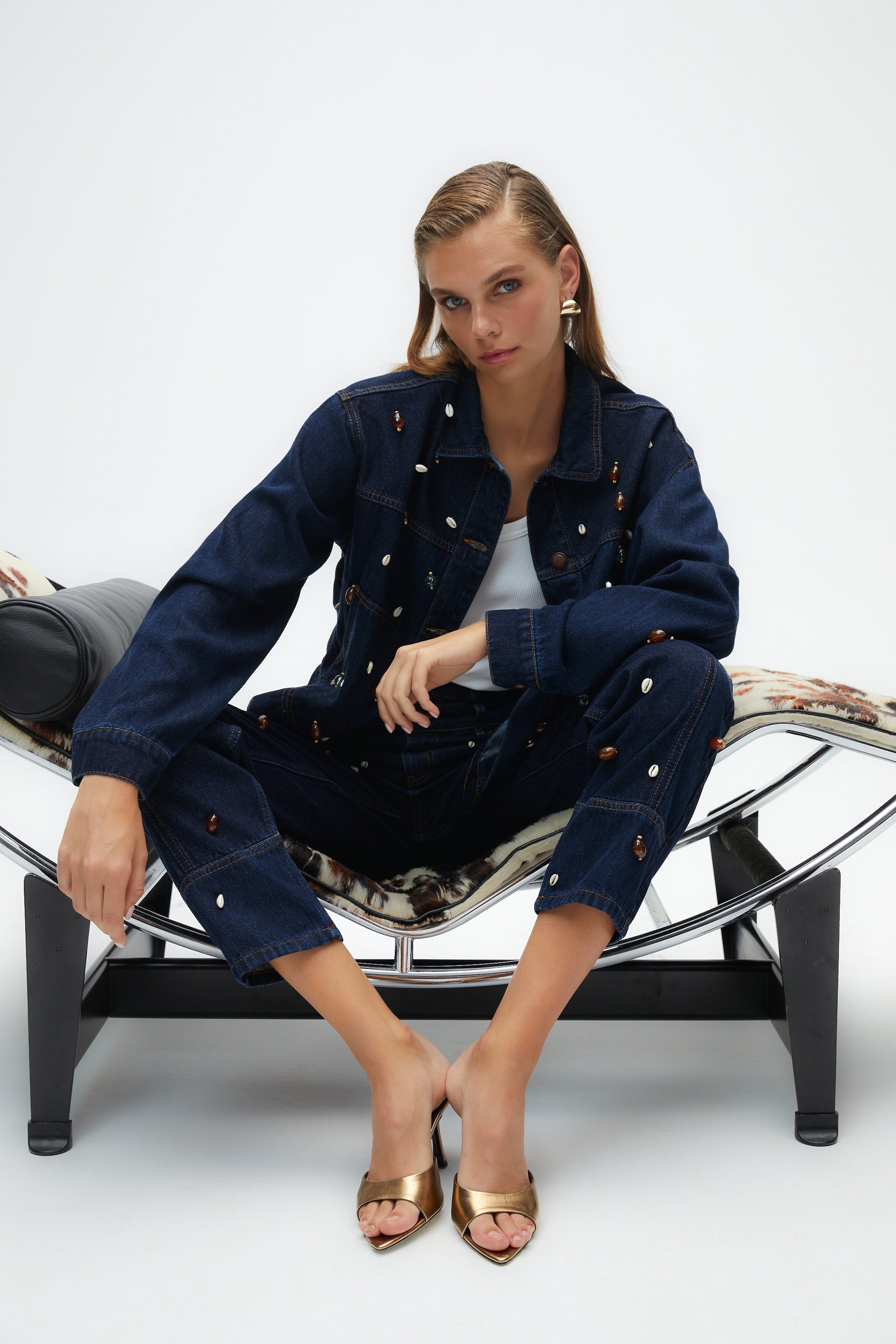 Джинсовая куртка с рисунком в виде ракушки Nocturne, темно-синий 
Джинсовая куртка с рисунком в виде ракушки Nocturne, темно-синий