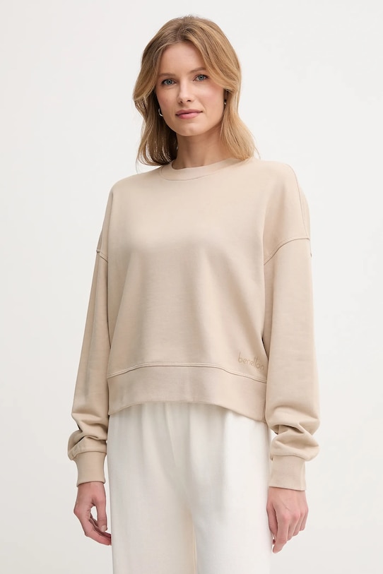 Хлопковая толстовка United Colors Of Benetton, бежевый
Хлопковая толстовка United Colors Of Benetton, бежевый