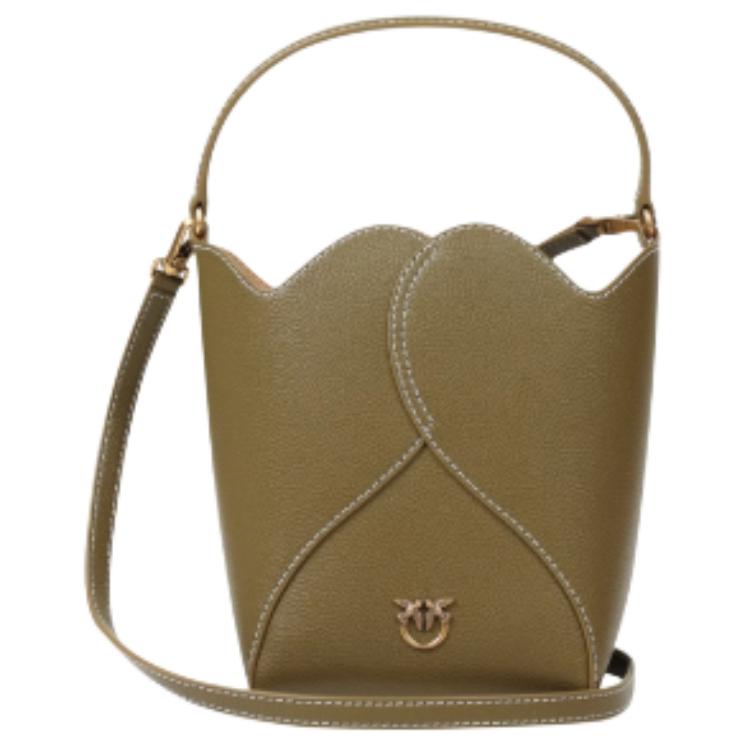 PINKO Кожаная сумка-ведро через плечо оливкового цвета
PINKO Кожаная сумка-ведро через плечо оливкового цвета