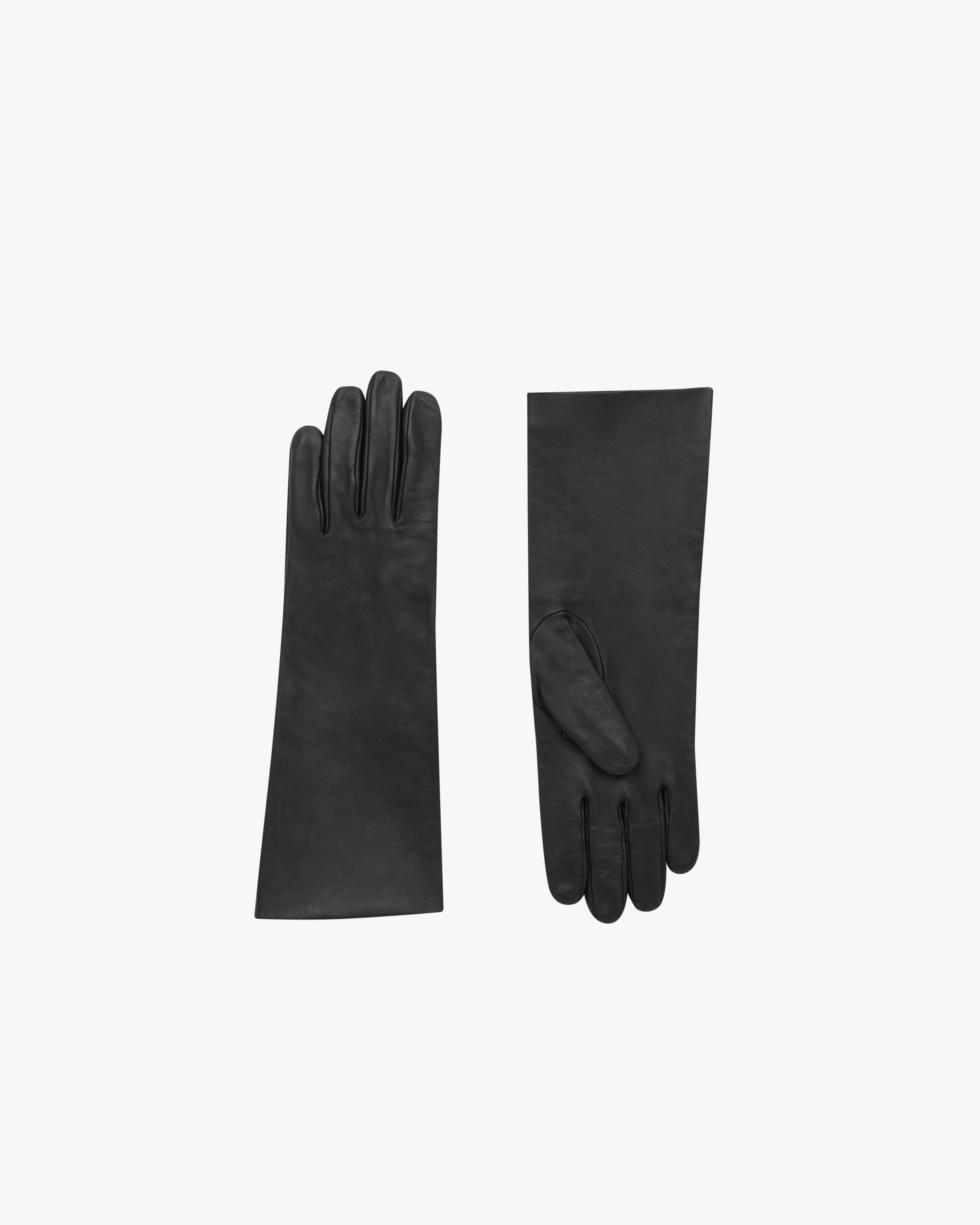 Длинные перчатки из кожи и шелка Saint Laurent, черный
Длинные перчатки из кожи и шелка Saint Laurent, черный