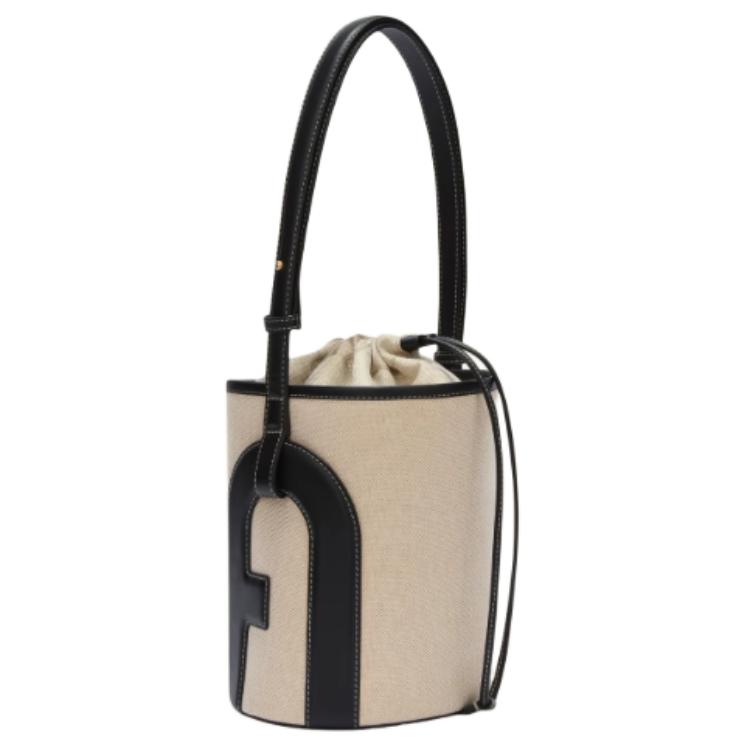 Furla Сумка-ведро из ткани с кожаными вставками через плечо на пояс
Furla Сумка-ведро из ткани с кожаными вставками через плечо на пояс