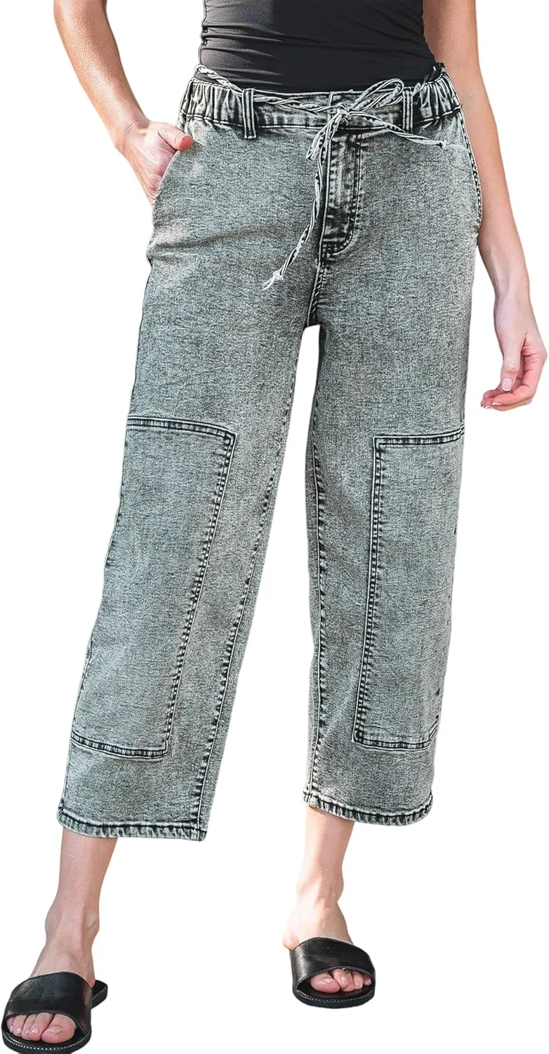 Женские джинсы EARKOHA, цвет smoke gray, кислотная мойка, бочкообразный крой, со шнурком на талии
Женские джинсы EARKOHA, цвет smoke gray, кислотная мойка, бочкообразный крой, со шнурком на талии