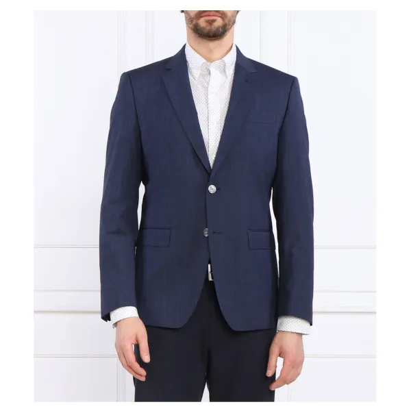 Элегантная шерстяная куртка h-огромный-мм-224 приталенного кроя Boss, синий