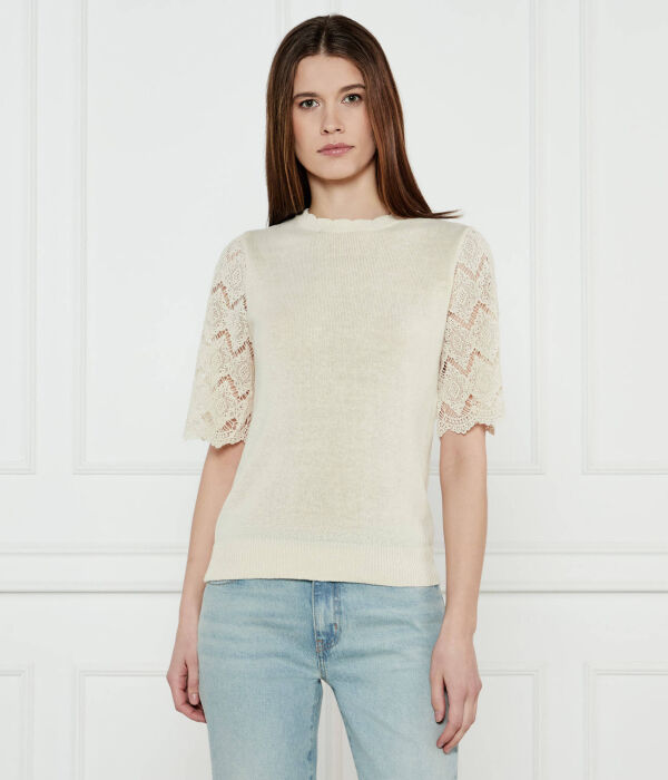 Джемпер женский Twin-Set ажурный с коротким рукавом, бежевый
Джемпер женский Twin-Set ажурный с коротким рукавом, бежевый