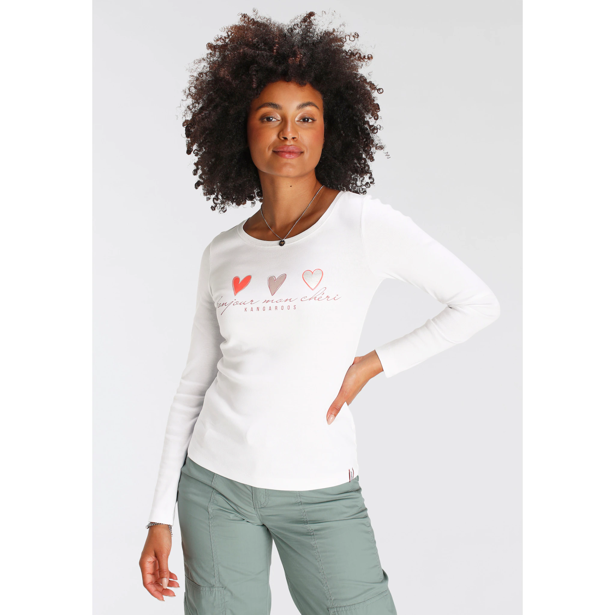 KangaROOS с длинным рукавом и милым логотипом в виде сердечек, белый
KangaROOS с длинным рукавом и милым логотипом в виде сердечек, белый