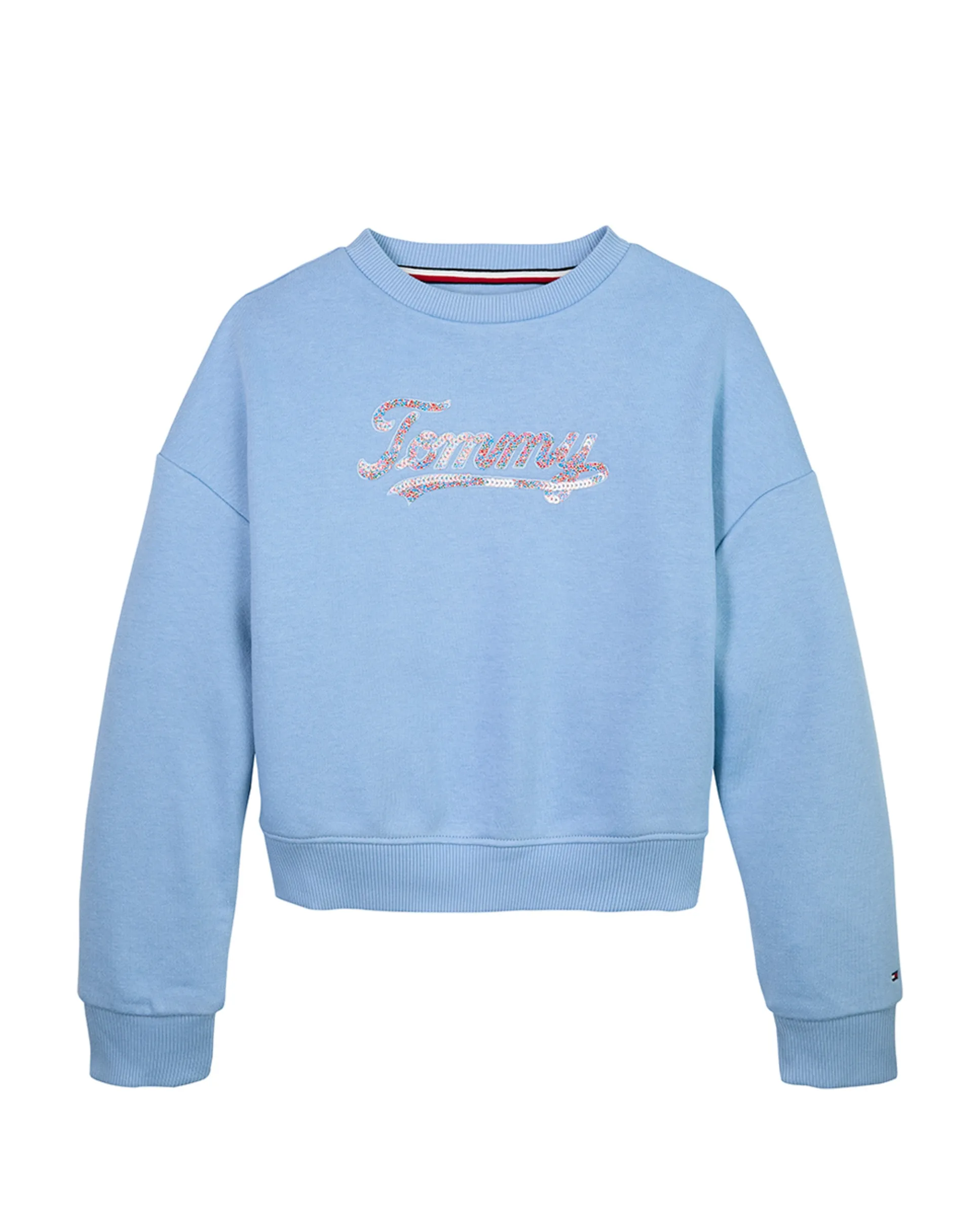 Детская толстовка с круглым вырезом и стразовым логотипом Tommy Hilfiger, синий 
Детская толстовка с круглым вырезом и стразовым логотипом Tommy Hilfiger, синий