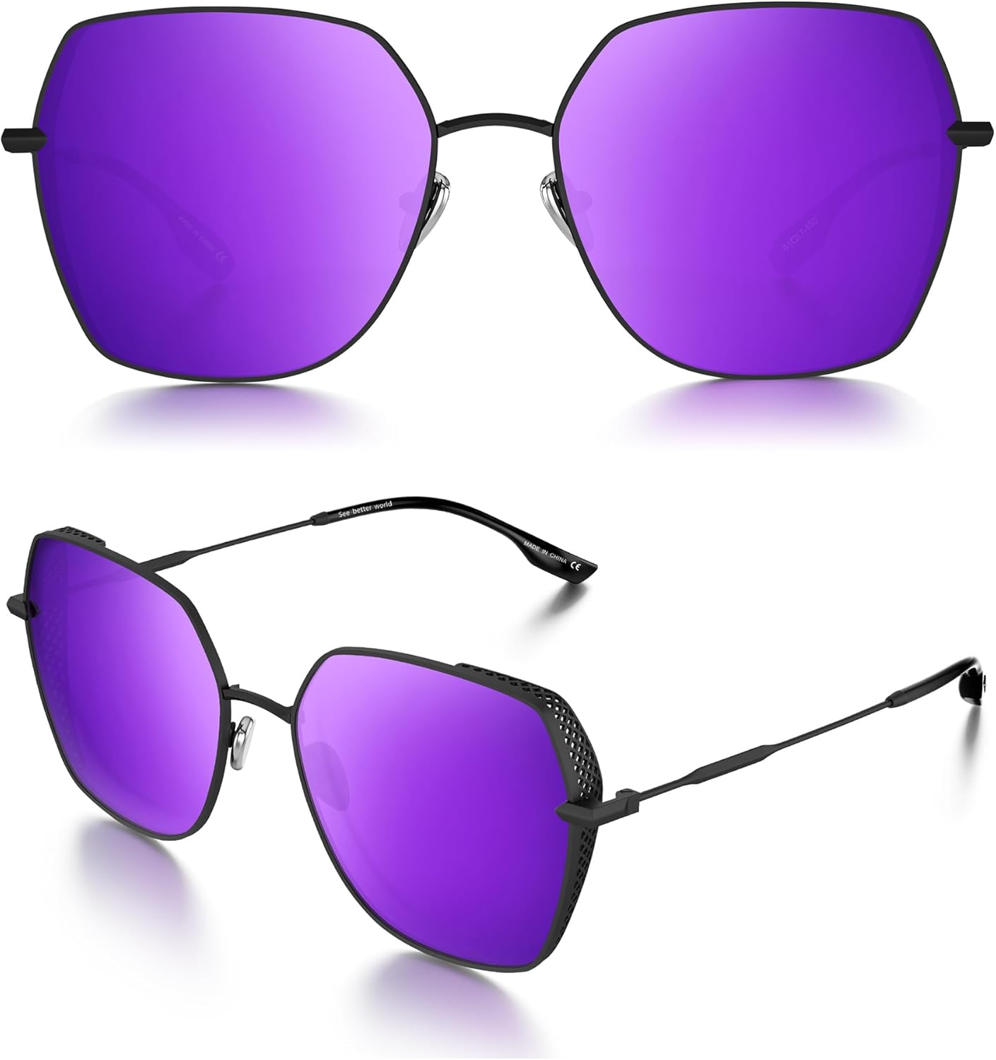 Женские солнцезащитные очки LUENX, квадратные металлические, ретро-дизайн, геометрический узор, решетчатая отделка, защита от УФ, антибликовое покрытие, фиолетовые линзы, Purple-03
Женские солнцезащитные очки LUENX, квадратные металлические, ретро-дизайн, геометрический узор, решетчатая отделка, защита от УФ, антибликовое покрытие, фиолетовые линзы, Purple-03