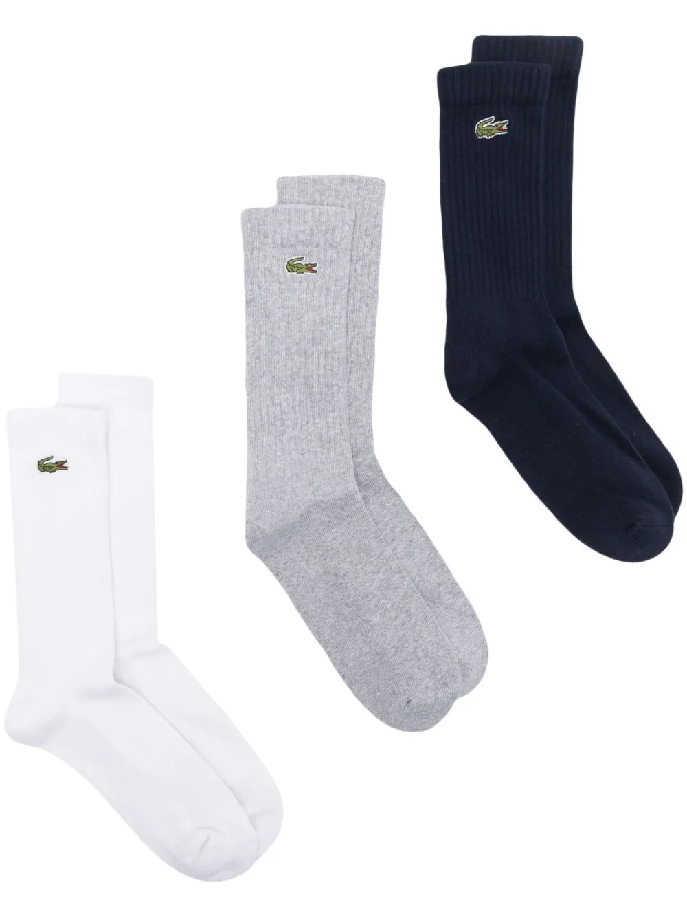Комплект из трех пар носков с вышитым логотипом Lacoste, белый 
Комплект из трех пар носков с вышитым логотипом Lacoste, белый