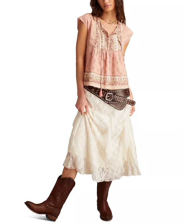 Женская крестьянская блузка из хлопка с комбинированным принтом Lucky Brand, розовый
Женская крестьянская блузка из хлопка с комбинированным принтом Lucky Brand, розовый