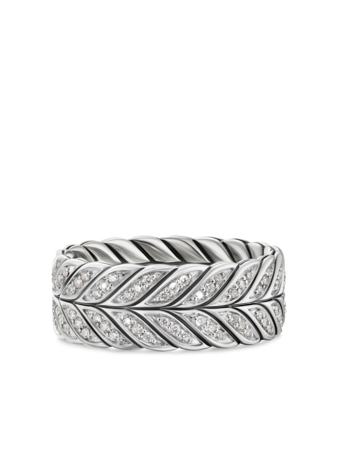 Серебряное кольцо Chevron с бриллиантами David Yurman, серебряный 
Серебряное кольцо Chevron с бриллиантами David Yurman, серебряный