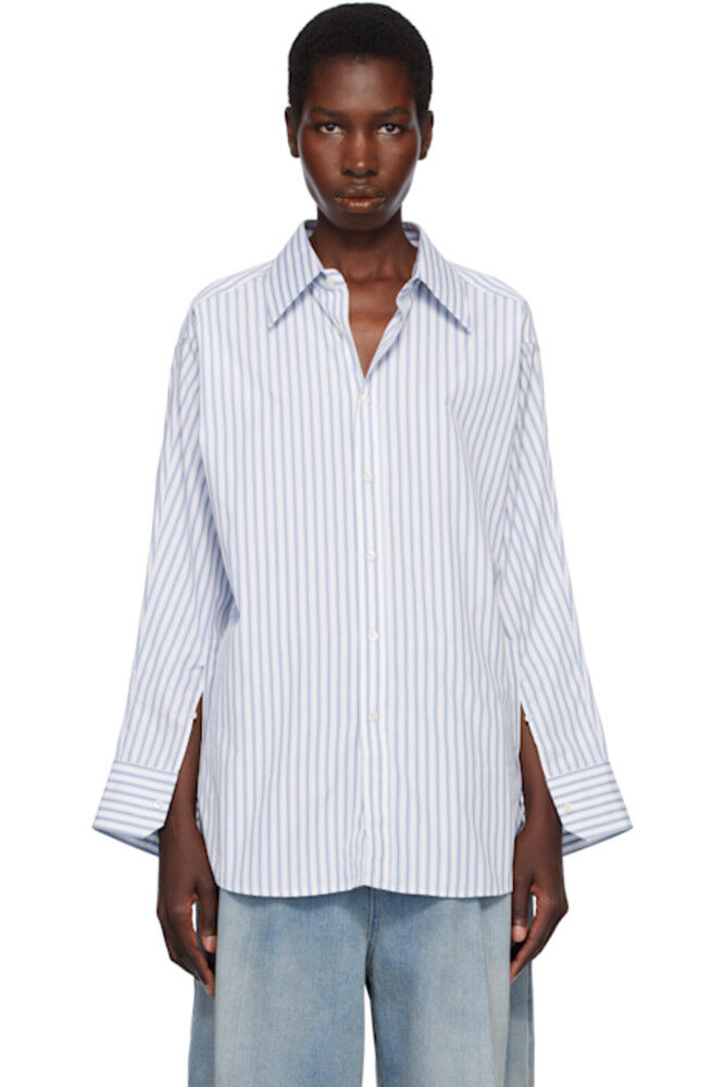 Рубашка из хлопка в сине-белую полоску Maison Margiela
Рубашка из хлопка в сине-белую полоску Maison Margiela