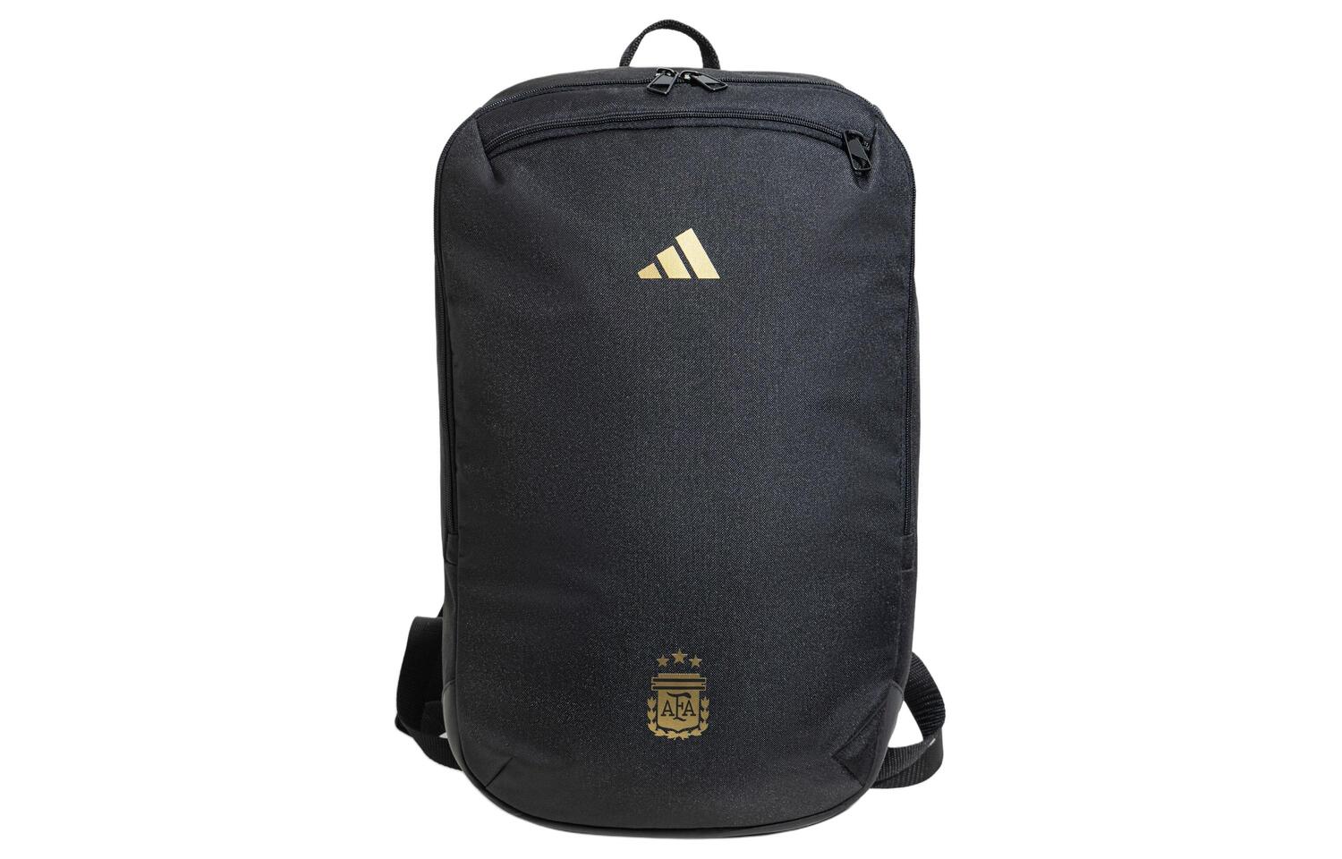 Adidas Полиэстеровый рюкзак среднего размера унисекс черный и темный футбольный золотой, Black & Deep Football Gold 
Adidas Полиэстеровый рюкзак среднего размера унисекс черный и темный футбольный золотой, Black & Deep Football Gold